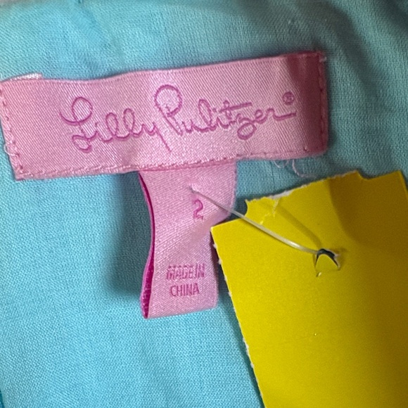 Aqua Sleeveless Dress with Gold Embroidered V-Neck - Picture 2 of 8